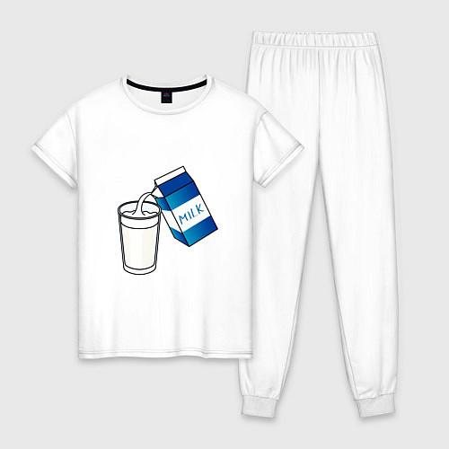 Женская пижама Люблю пить молоко / Белый – фото 1