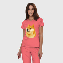 Пижама хлопковая женская Пёс Доге, цвет: коралловый — фото 2