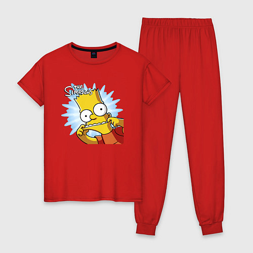 Женская пижама Барт Симпсон корчит рожицу! / Красный – фото 1