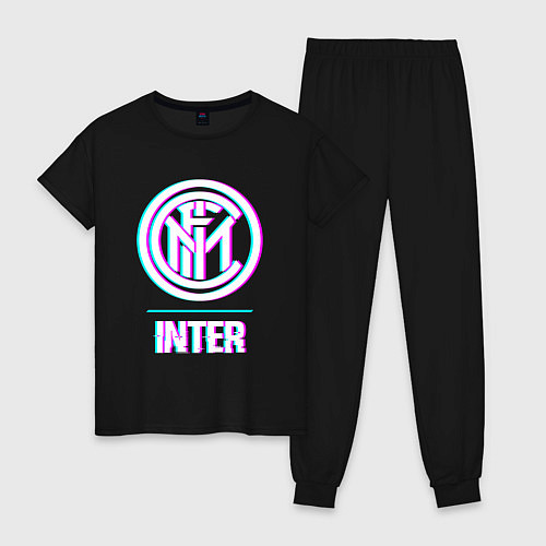 Женская пижама Inter FC в стиле glitch / Черный – фото 1