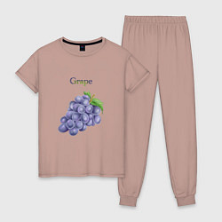 Пижама хлопковая женская Grape виноград, цвет: пыльно-розовый