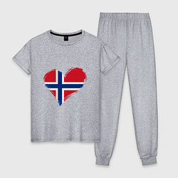Пижама хлопковая женская Сердце - Норвегия, цвет: меланж