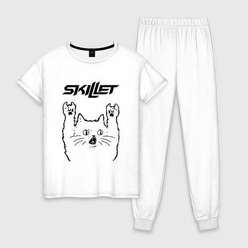 Женская пижама Skillet - rock cat / Белый – фото 1