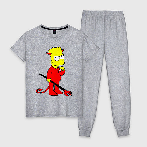 Женская пижама Bart Simpson - devil / Меланж – фото 1