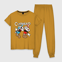 Пижама хлопковая женская Cuphead - Mugman, цвет: горчичный