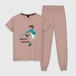 Пижама хлопковая женская Womens football, цвет: пыльно-розовый