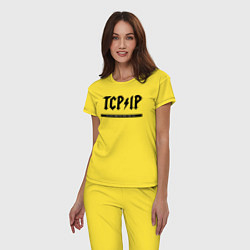 Пижама хлопковая женская TCPIP Connecting people since 1972, цвет: желтый — фото 2