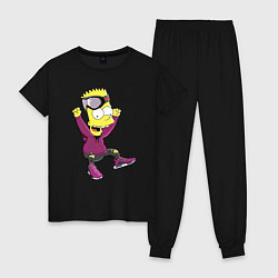 Пижама хлопковая женская Барт Симпсон в прыжке, цвет: черный