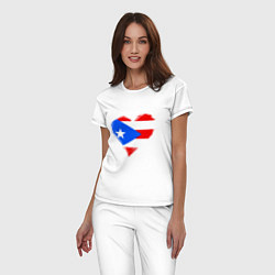 Пижама хлопковая женская Сердце - Пуэрто-Рико, цвет: белый — фото 2