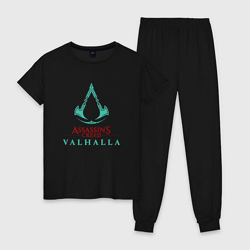 Женская пижама Assassins Creed Valhalla - logo / Черный – фото 1