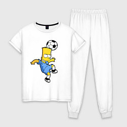 Пижама хлопковая женская Барт Симпсон - игра головой!, цвет: белый