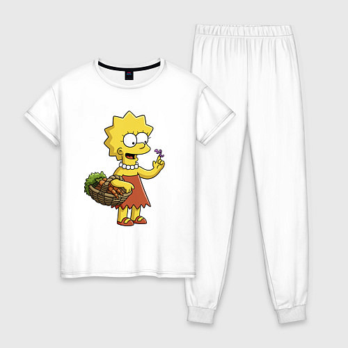 Женская пижама Lisa Simpson с гусеницей на даче / Белый – фото 1