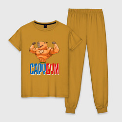 Пижама хлопковая женская CapyGYM - лучший бодибилдинг, цвет: горчичный