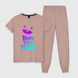 Пижама хлопковая женская Happy Three Friends - NEON, цвет: пыльно-розовый