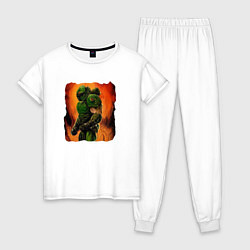 Пижама хлопковая женская Doomguy 8 bit, цвет: белый