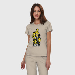 Пижама хлопковая женская Simpsons not dead! Motto, цвет: миндальный — фото 2