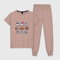 Пижама хлопковая женская Значки на Динамайк Пины Бравл Старс Dynamike, цвет: пыльно-розовый