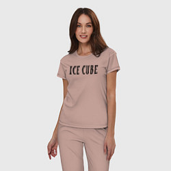 Пижама хлопковая женская Ice Cube - logo, цвет: пыльно-розовый — фото 2