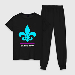 Пижама хлопковая женская Символ Saints Row в неоновых цветах, цвет: черный