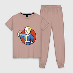 Пижама хлопковая женская Vault boy like, цвет: пыльно-розовый