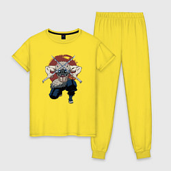 Пижама хлопковая женская Иноске Демон Слеер, цвет: желтый