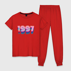 Пижама хлопковая женская 1997 год ретро неон, цвет: красный