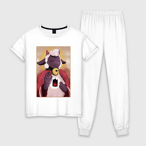 Женская пижама Cult of the Lamb - Картина культиста / Белый – фото 1