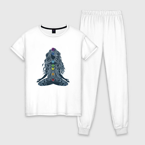 Женская пижама Йога - чакры по цветам / Белый – фото 1