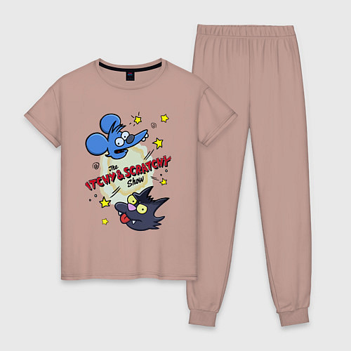 Женская пижама Симпсоны - шоу Щекотки и Царапки / Пыльно-розовый – фото 1