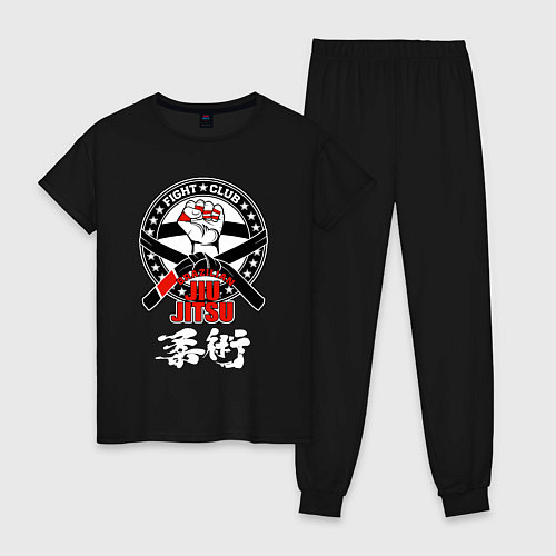 Женская пижама Jiu-jitsu Brazilian fight club logo / Черный – фото 1