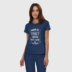 Пижама хлопковая женская Made in 1967 retro old school, цвет: тёмно-синий — фото 2