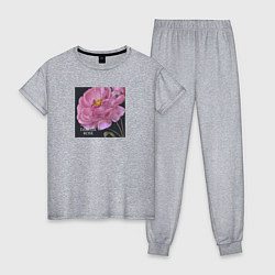 Пижама хлопковая женская Векторная роза, цвет: меланж