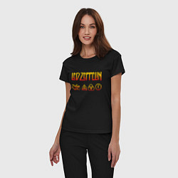 Пижама хлопковая женская Led Zeppelin - logotype, цвет: черный — фото 2