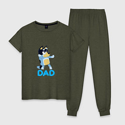 Пижама хлопковая женская Doggy Dad, цвет: меланж-хаки