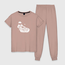 Пижама хлопковая женская Space breakfast, цвет: пыльно-розовый