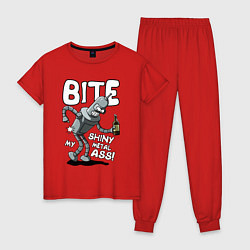 Пижама хлопковая женская Bender - Bite my ass, цвет: красный