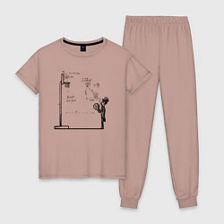 Пижама хлопковая женская Физика баскетбола джентльмен, цвет: пыльно-розовый