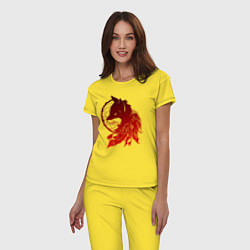 Пижама хлопковая женская Ловец снов и лис с перьями, цвет: желтый — фото 2