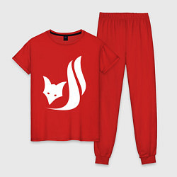 Пижама хлопковая женская Лиса схематичное лого, цвет: красный
