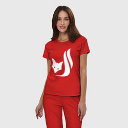 Пижама хлопковая женская Лиса схематичное лого, цвет: красный — фото 2