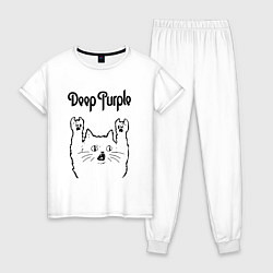 Пижама хлопковая женская Deep Purple - rock cat, цвет: белый