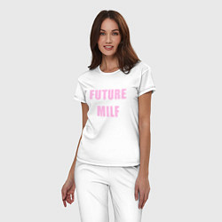 Пижама хлопковая женская Future milf, цвет: белый — фото 2
