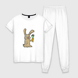 Пижама хлопковая женская Rabbit & Carrot, цвет: белый