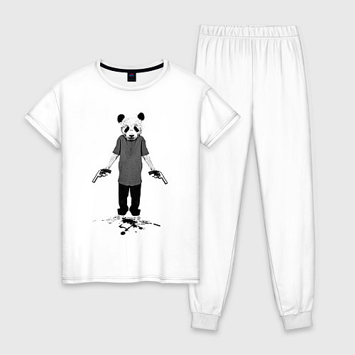 Женская пижама Панда киллер со стволами / Белый – фото 1