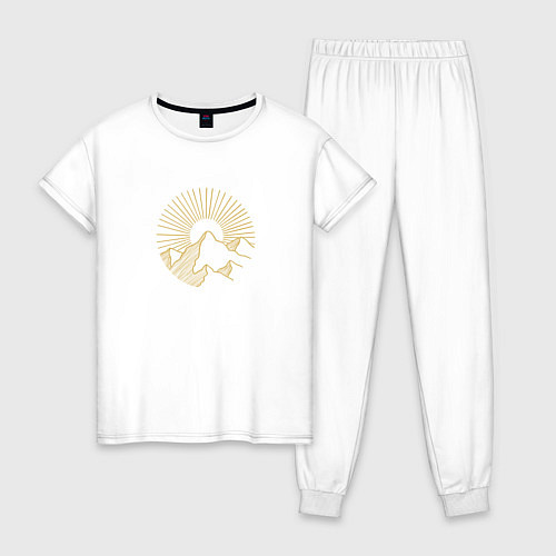 Женская пижама Горы и солнце в круге / Белый – фото 1