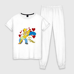 Пижама хлопковая женская Гомер и Мардж Симпсон, цвет: белый
