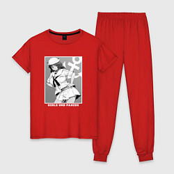 Пижама хлопковая женская Мураками арт, цвет: красный