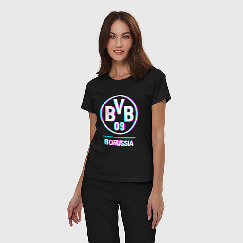 Женская пижама Borussia FC в стиле glitch / Черный – фото 3