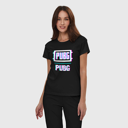 Женская пижама PUBG в стиле glitch и баги графики / Черный – фото 3