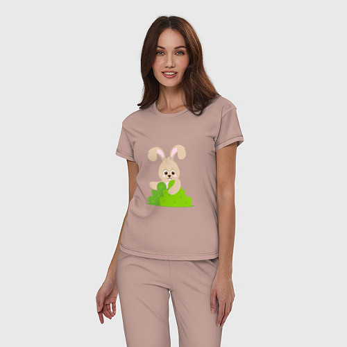 Женская пижама Кролик в лесу / Пыльно-розовый – фото 3